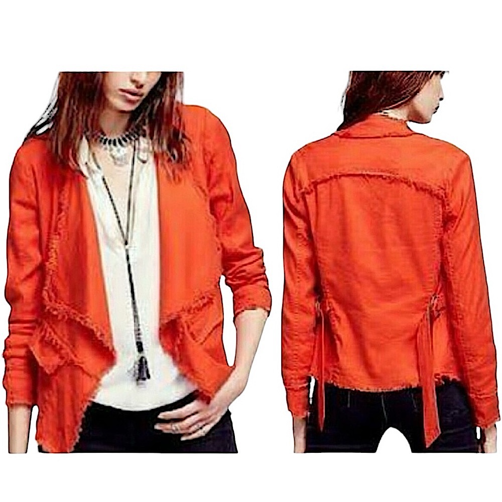 Free People Raw Femme Draped Linen Jacket size S